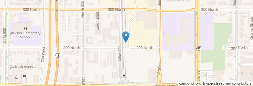 Mapa de ubicacion de North Temple Station en Amerika Syarikat, Utah, Salt Lake County, Salt Lake City.