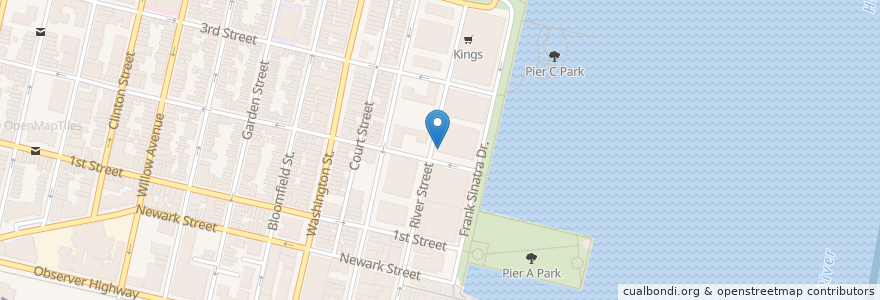 Mapa de ubicacion de Investors Bank en Vereinigte Staaten Von Amerika, New Jersey, Hudson County, Hoboken.