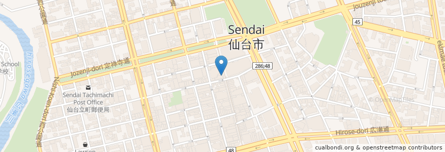 Mapa de ubicacion de ゴーゴーカレー 仙台一番町スタジアム en Japan, Präfektur Miyagi, 仙台市, 青葉区.