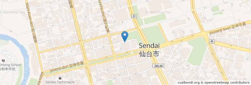 Mapa de ubicacion de 表小路 en Japan, 宮城県, 仙台市, 青葉区.