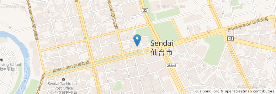 Mapa de ubicacion de TAMAMIYA en 日本, 宫城县, 仙台市, 青葉区.