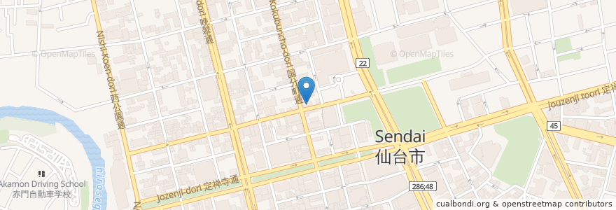 Mapa de ubicacion de 菜遊季 広島焼もんじゃの店 en Japan, 宮城県, 仙台市, 青葉区.