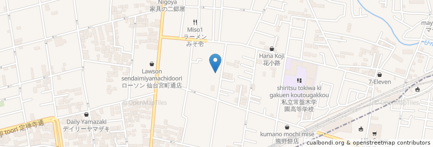 Mapa de ubicacion de Aoba MK Dental Clinic en Japan, Miyagi Prefecture, Sendai, Aoba Ward.