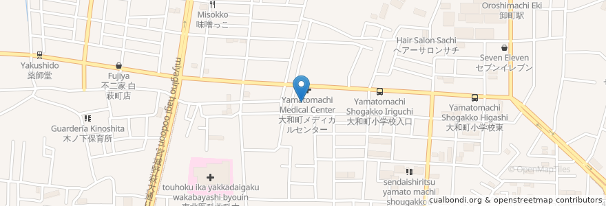 Mapa de ubicacion de しばた整形外科 en 일본, 미야기현, 仙台市, 若林区.