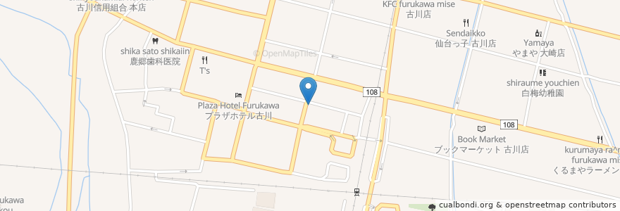 Mapa de ubicacion de タイムズカー 古川駅前店 en 日本, 宫城县, 大崎市.