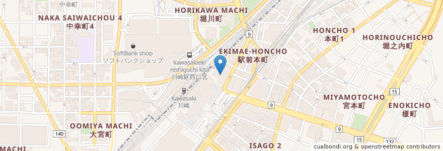 Mapa de ubicacion de 川崎市立図書館 en Jepun, 神奈川県, 川崎市.