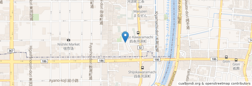 Mapa de ubicacion de お好み焼き 味乃屋 en Japonya, 京都府, 京都市, 中京区.