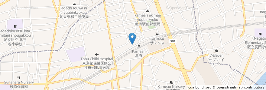 Mapa de ubicacion de 鳥貴族 en Japonya, 東京都, 足立区.