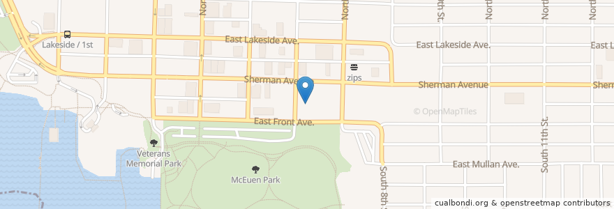 Mapa de ubicacion de Sweet Lou's Restaurant and Tap Room en 미국, 아이다호, Kootenai County, Coeur D'Alene.
