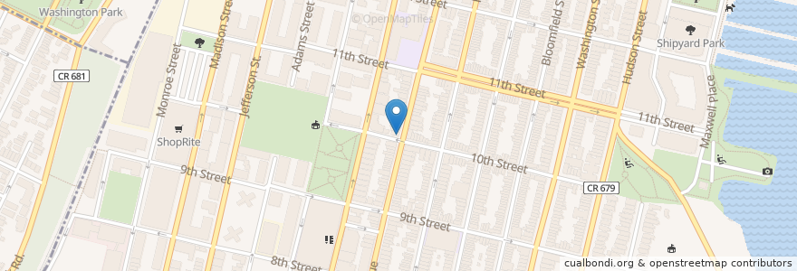 Mapa de ubicacion de 10th Street Pasta & Pizza en Estados Unidos Da América, Nova Jérsei, Hudson County, Hoboken.