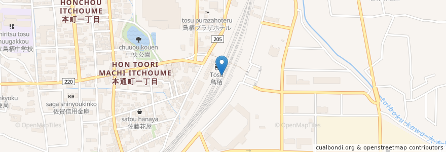 Mapa de ubicacion de 中央軒 en Japão, 佐賀県, 鳥栖市.