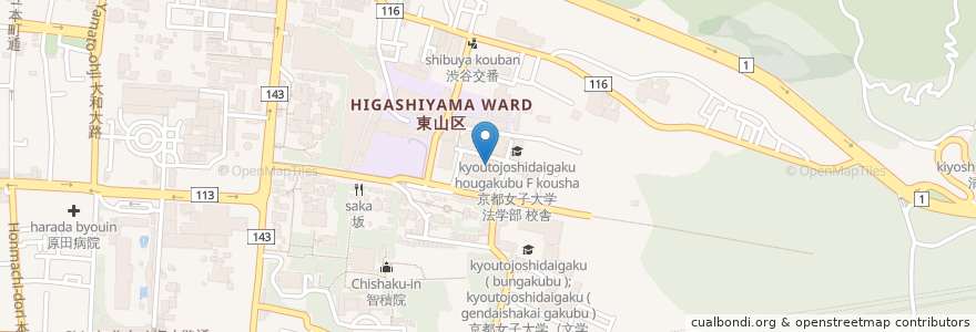 Mapa de ubicacion de 京都女子大学図書館 en Jepun, 京都府, 京都市, 東山区.