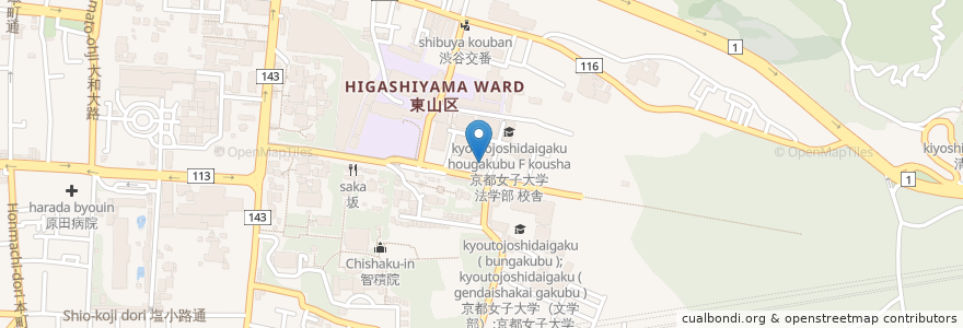 Mapa de ubicacion de U-CAFE SORA en اليابان, 京都府, 京都市, 東山区.