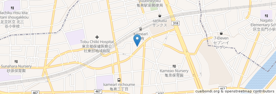 Mapa de ubicacion de ココカラファイン en 日本, 東京都, 足立区.