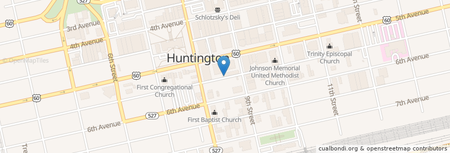 Mapa de ubicacion de United Bank en Estados Unidos Da América, Virgínia Ocidental, Huntington, Cabell County.