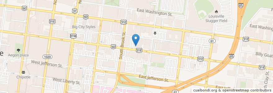 Mapa de ubicacion de PT's Showclub en 美利坚合众国/美利堅合眾國, 肯塔基州, Jefferson County, Louisville.