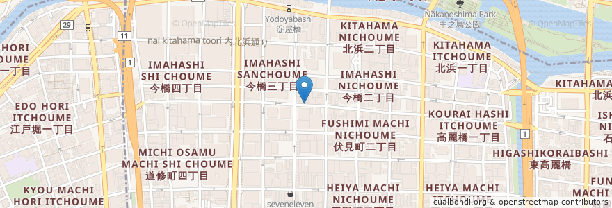 Mapa de ubicacion de 郵便ポスト en Japon, Préfecture D'Osaka, 大阪市, 中央区, 北区.