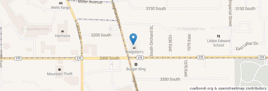Mapa de ubicacion de Walgreens en Amerika Syarikat, Utah, Salt Lake County, Millcreek.