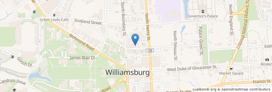 Mapa de ubicacion de Aromas en الولايات المتّحدة الأمريكيّة, فيرجينيا, Williamsburg.