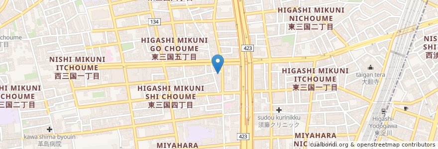 Mapa de ubicacion de おむすび en Japan, Osaka Prefecture, Osaka, Yodogawa Ward.