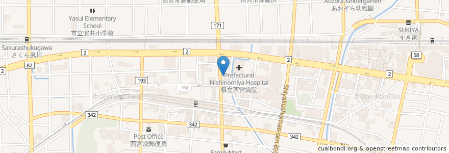 Mapa de ubicacion de コメダ珈琲店 en Япония, Хёго, Нисиномия.