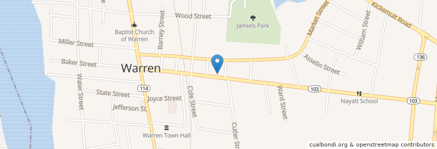 Mapa de ubicacion de Warren Cider Works Company en Stati Uniti D'America, Rhode Island, Bristol County, Warren.