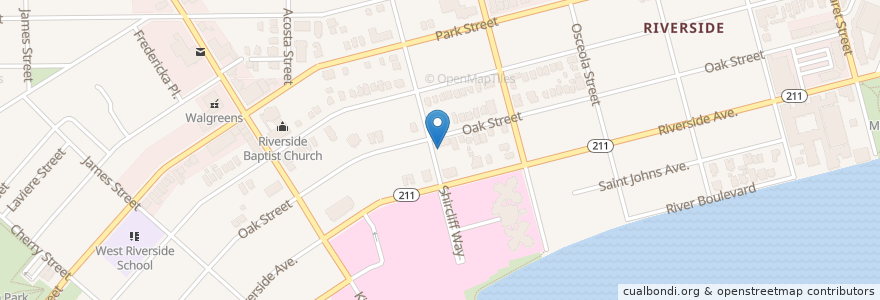 Mapa de ubicacion de Barrs Street Eats en 미국, 플로리다주, Duval County, 잭슨빌.