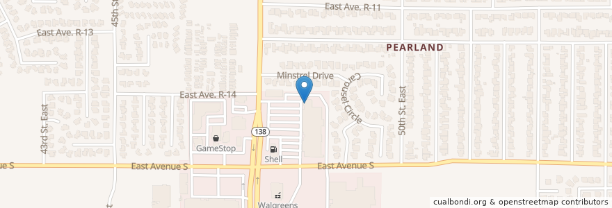 Mapa de ubicacion de Pizza Hut en Verenigde Staten, Californië, Los Angeles County, Palmdale.