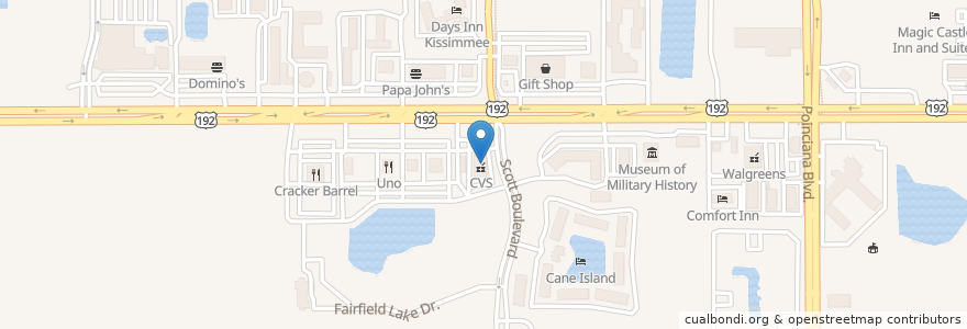 Mapa de ubicacion de CVS Pharmacy en United States, Florida, Osceola County.