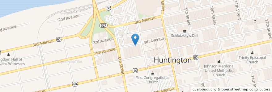 Mapa de ubicacion de Harmony House en United States, West Virginia, Huntington, Cabell County.