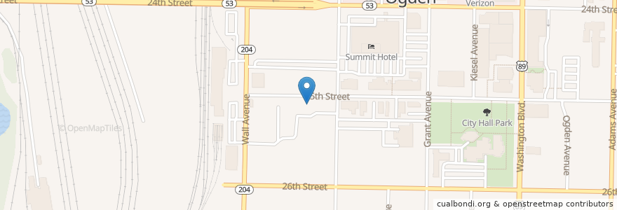 Mapa de ubicacion de Cold Stone Creamery en アメリカ合衆国, ユタ州, Weber County, Ogden.