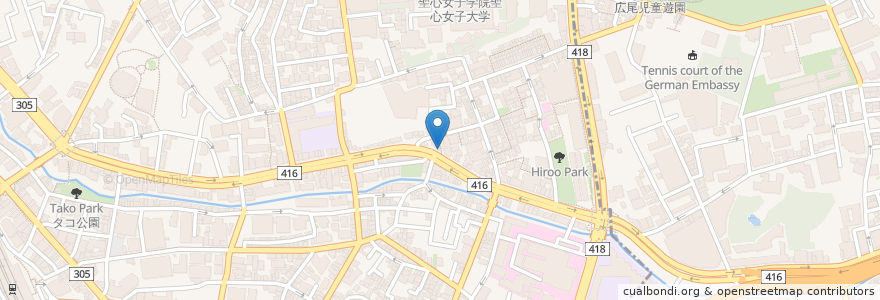 Mapa de ubicacion de Yoshida house en Япония, Токио, Минато, 広尾.