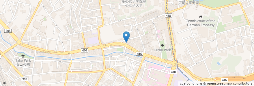 Mapa de ubicacion de kasahara clinic en 일본, 도쿄도, 미나토, 広尾.