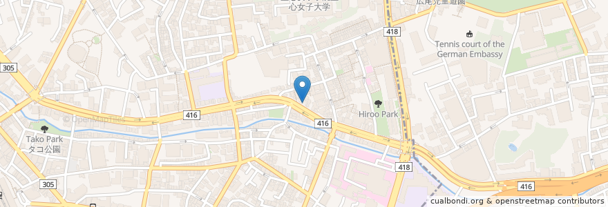 Mapa de ubicacion de 広尾の森動物病院 en Japan, Tokio, 港区, 広尾.