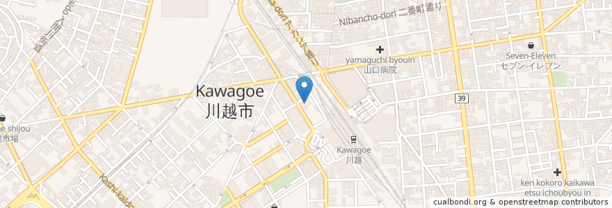 Mapa de ubicacion de 埼玉りそな銀行 en 日本, 埼玉県, 川越市.