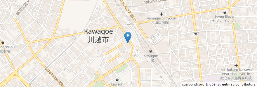 Mapa de ubicacion de 武蔵野銀行 en Japonya, 埼玉県, 川越市.
