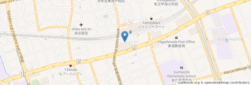 Mapa de ubicacion de か虎屋 en Japan, Hyogo Prefecture, Kobe, Higashinada Ward.