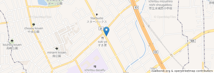 Mapa de ubicacion de Kura Zushi en 日本, 福冈县, 太宰府市.