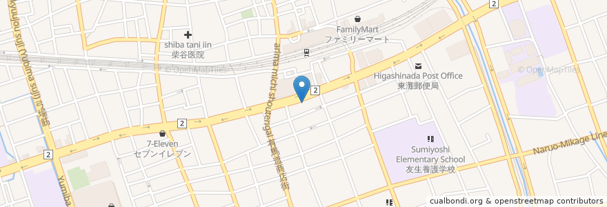 Mapa de ubicacion de 楓林らーめん 住吉店 en Japon, Préfecture De Hyōgo, 神戸市, 東灘区.