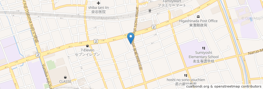 Mapa de ubicacion de キリスト兄弟団 神戸教会 en Japão, 兵庫県, 神戸市, 東灘区.