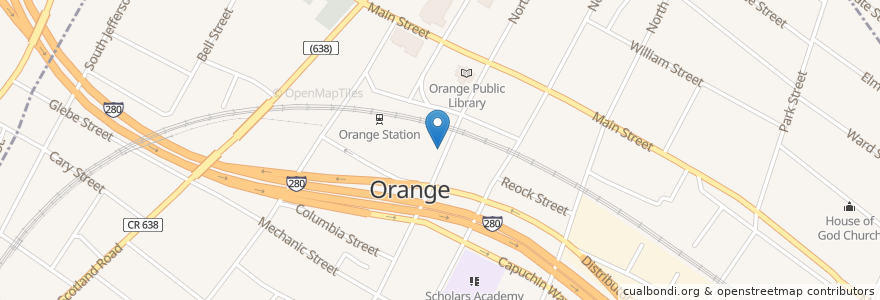 Mapa de ubicacion de Four City Brewey en Amerika Syarikat, New Jersey, Essex County, Orange.