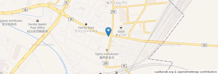 Mapa de ubicacion de 割烹開山 en 日本, 宮城県, 仙台市, 宮城野区.