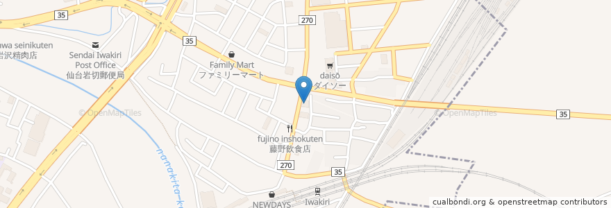 Mapa de ubicacion de 杜の都信用金庫 岩切支店 en 日本, 宮城県, 仙台市, 宮城野区.