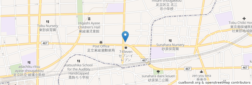 Mapa de ubicacion de がってん寿司 en Japón, Tokio, Adachi.