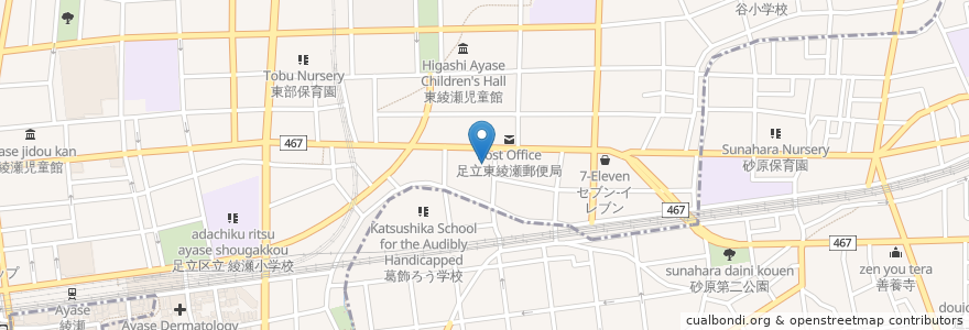 Mapa de ubicacion de セイムス en 日本, 東京都, 足立区.