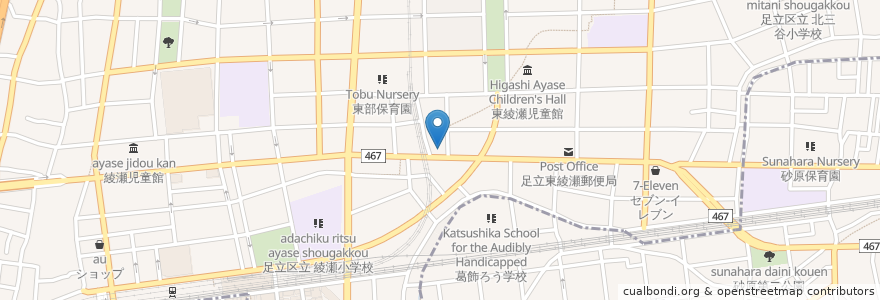 Mapa de ubicacion de 亀有信用金庫 en Japon, Tokyo, 足立区.