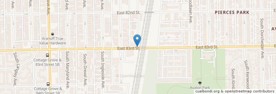 Mapa de ubicacion de Ellis Ave & 83rd St en Estados Unidos Da América, Illinois, Chicago.