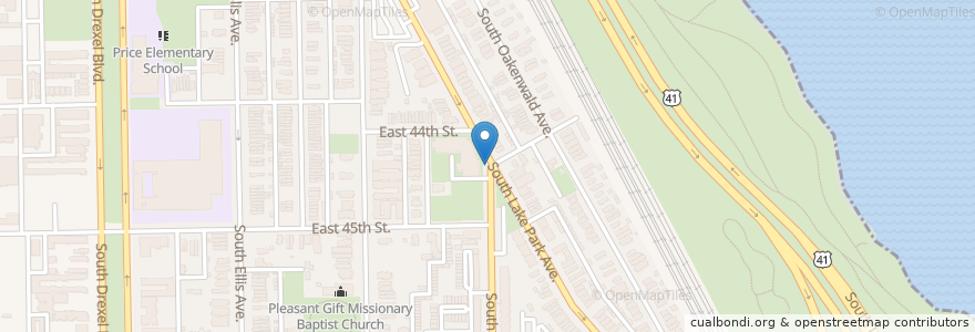 Mapa de ubicacion de Woodlawn Ave & Lake Park Ave en Stati Uniti D'America, Illinois, Chicago.
