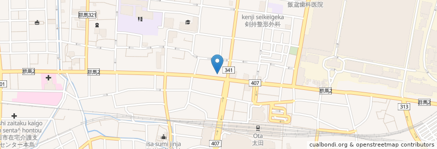 Mapa de ubicacion de 太田薬局 en Japón, Prefectura De Gunma, 太田市.