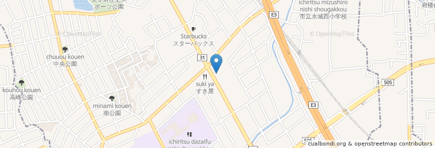 Mapa de ubicacion de Kurazushi, Daizaifu en Japón, Prefectura De Fukuoka, 太宰府市.